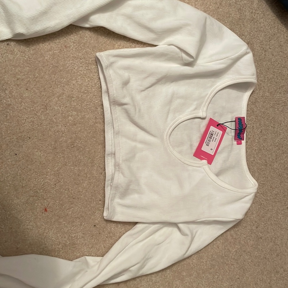 white edikted long sleeve crop top